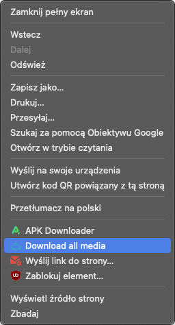 Download all media option in the context menu